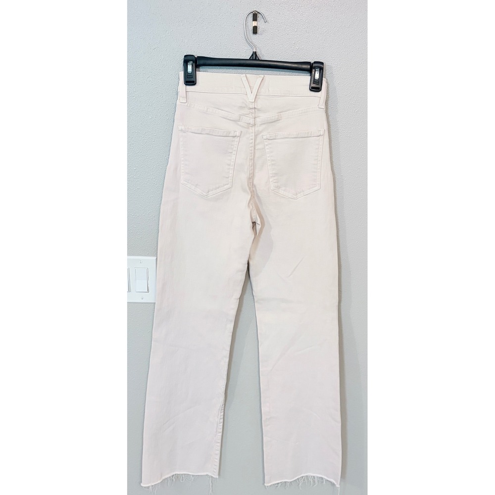Veronica Beard High Rise Wide Leg Jeans Ecru Off White Patch Pocket Raw Hem 25 - Picture 5 of 7
